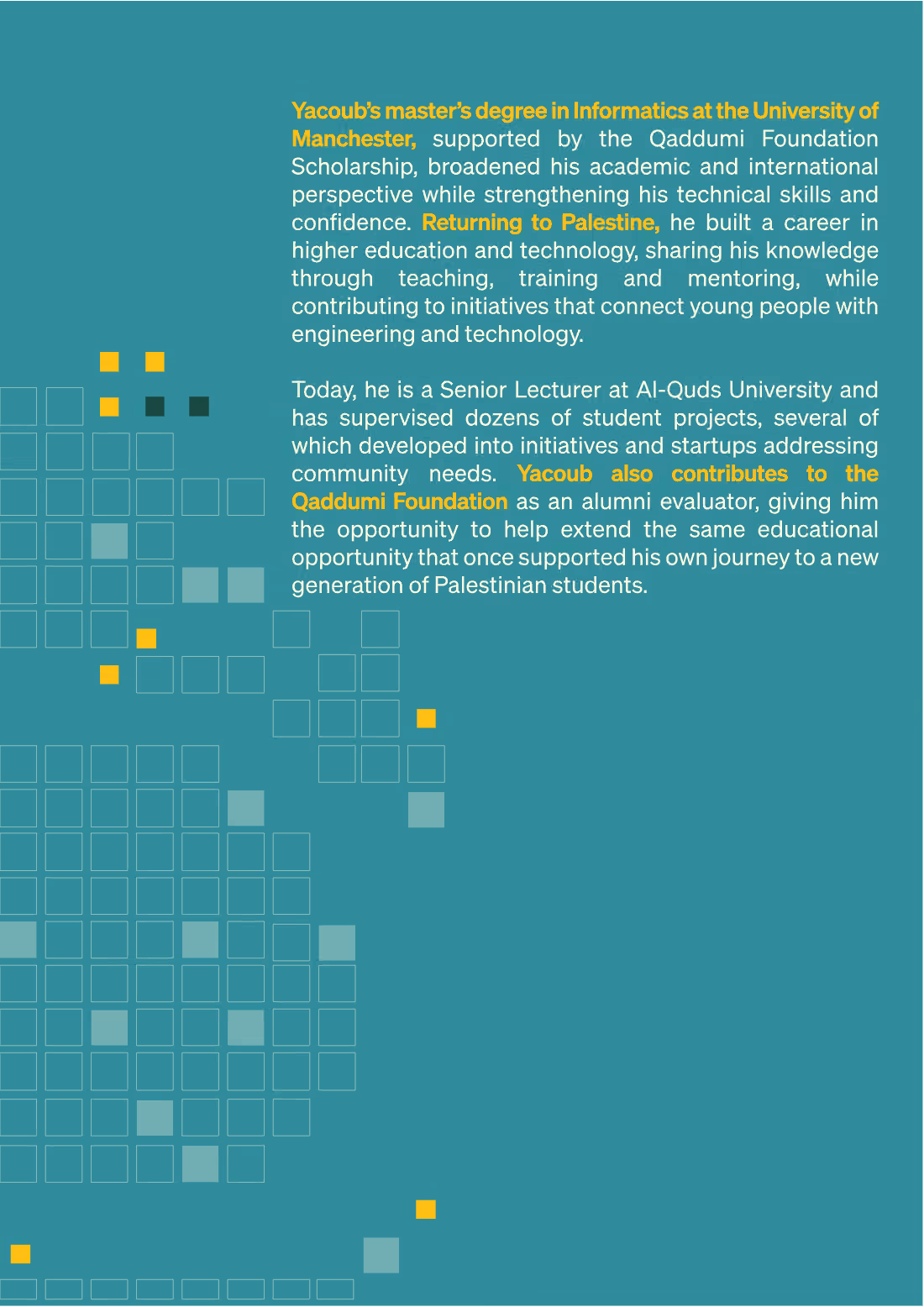 Page 11: Yacoub’s master’s degree in Informatics at the University of