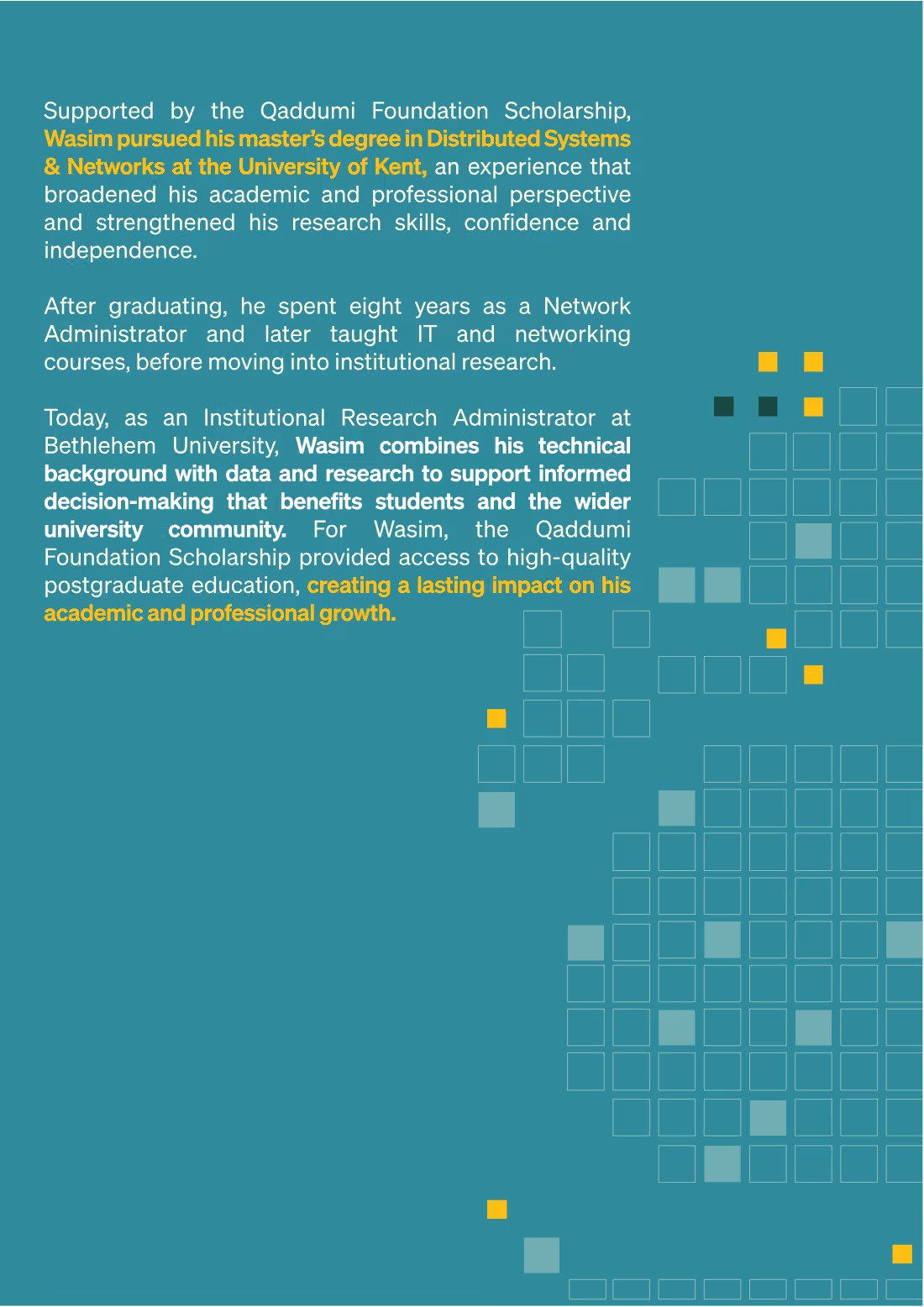 Page 12: Supported by the Qaddumi Foundation Scholarship,