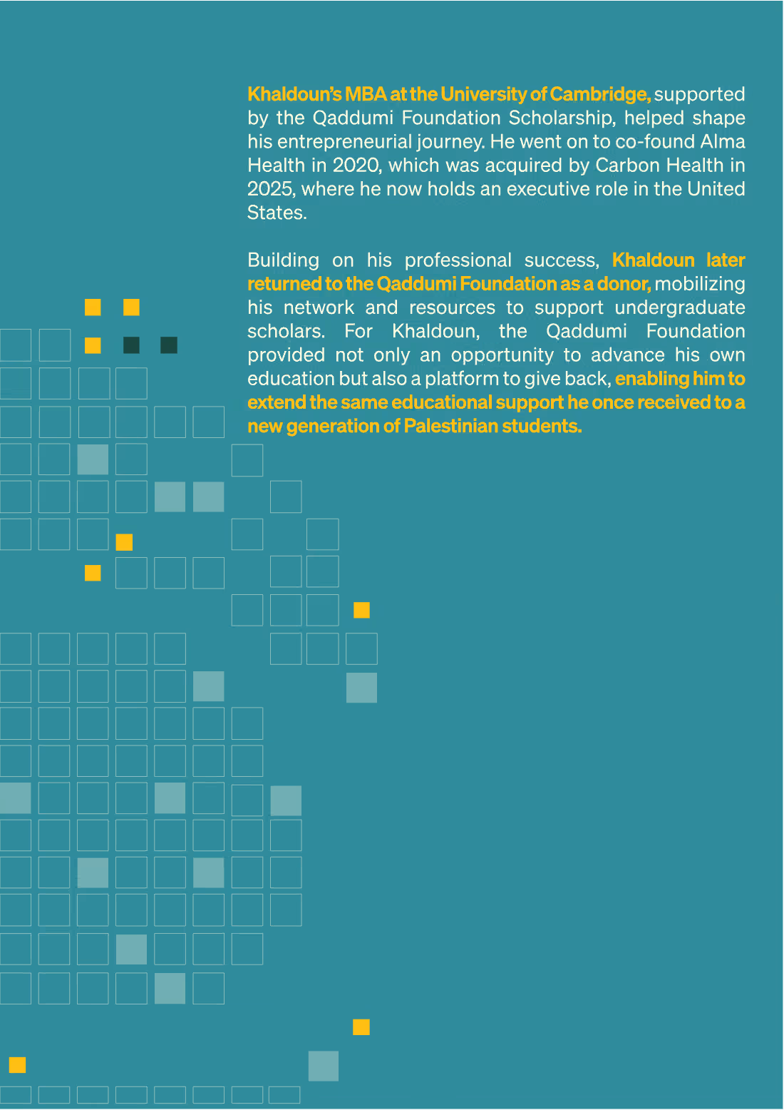 Page 13: Khaldoun’s MBA at the University of Cambridge, supported